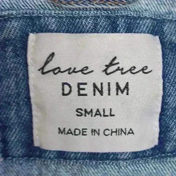 Love Tree Distressed Cropped Blue Jean Jacket - Picture 5 of 5